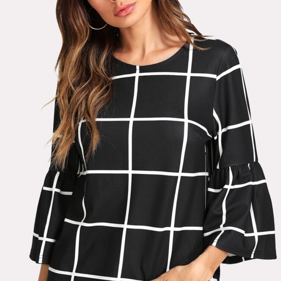 SHEIN Tops - Black and White Grid Top SHEIN Tops - Black and White Grid Top